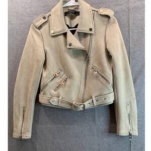 Zara Basic Faux Suede Jacket Womens Extra Small Brown Jacket